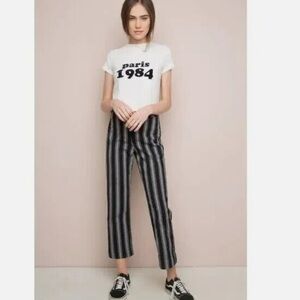 Brandy Melville Women's "Tilden" Black & White Striped Pants One Size